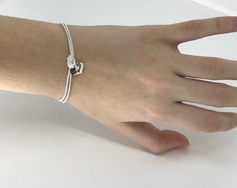 Heart Bracelet - 925 Silver Bracelet - Sterling Silver Bracelet - Heart Jewelry - Gift for her - Dainty Bracelet - Heart Jewelry