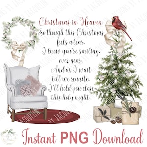 Kardinal-Denkmal Weihnachten im Himmel, png, clip art, Sublimation, digitale, druckbare Kunst.