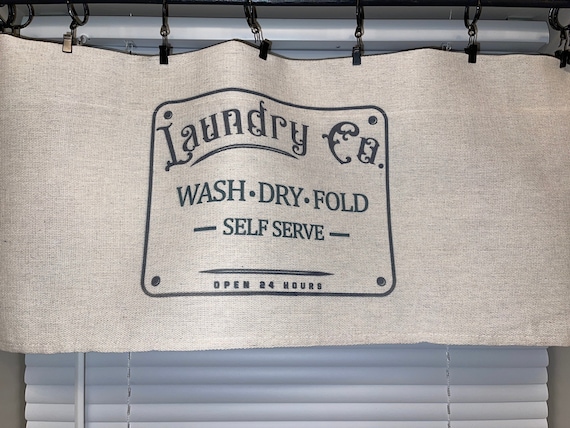 Farmhouse style, ranch, southern, laundry, shabby, feed sack, drop cloth, laundry curtain, Bathroom Curtains , Window Treatments, valance