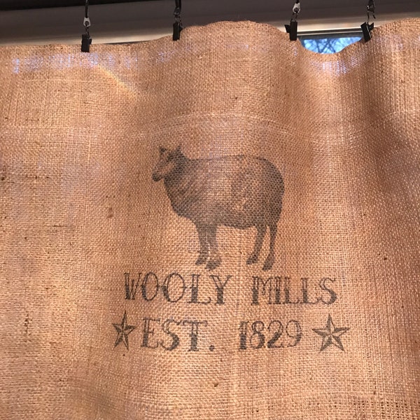 Burlap Shower Curtain Etsy