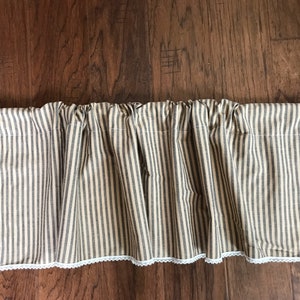 Farmhouse, ticking country, lots of choice colors, valance, shabby, farm, Kitchen Curtains, Bathroom Curtains, Window Treatments
