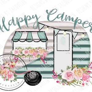 Happy Camper, retro, camping, summer, png digital, sublimation, printable art