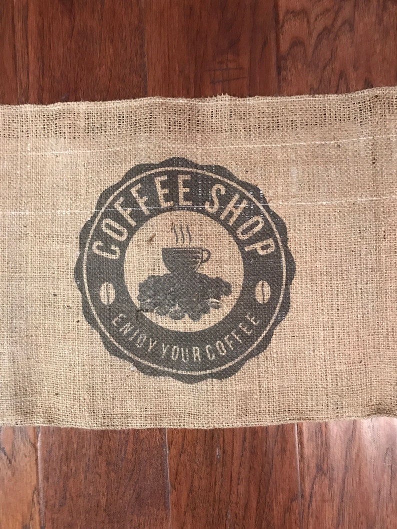 Includes 2 19 wide panels Farmhouse coffee kitchen burlap feed sack country, café curtain image 2