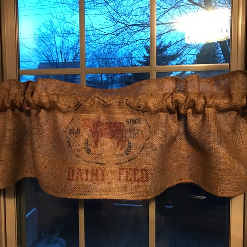Farmhouse Style Shabby Burlap Sack Farm Bathroom Curtain Etsy