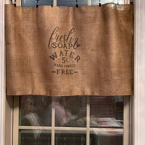 Farmhouse Style Shabby Burlap Sack Farm Bathroom Curtain Etsy