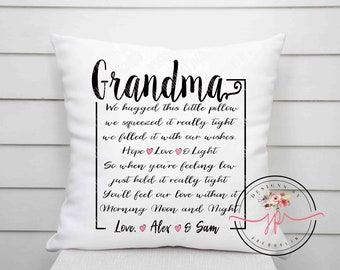 Grandma & Grammy personalizable pillow sublimation design, png download. Mother's day gift idea, grandmother gift