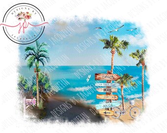 Beach, sun, beachy, summer, sunrise,  beach wood sign, PNG digital file only, sublimation, printable art