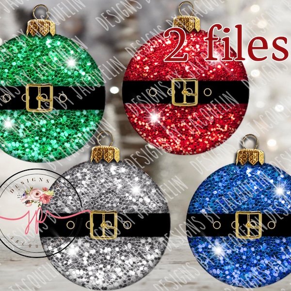 Santa suit glitter sparkle Christmas ball ornaments 4 PNG files, instant digital download, sublimation