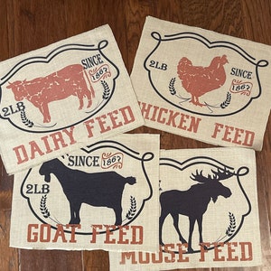 Farmhouse, country, feed sack, patch, each app. 9x11.5, set of 4. Great for sewing on pillows or curtains etc free shipping image 2