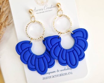Königsblaue Polymer Clay Ohrringe: Kobalt Blumenschmuck