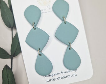 Statement Hellblaue Ohrring Ohrhänger Polymer Clay Ohrring Baby Blau Geometrische Schmuck Hellblau Große Ohrring Lang Himmelblau Schmuck Handgemacht