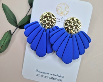 Blue Earrings Dangle Polymer Clay Royal Blue Earring Clay Cobalt Blue Earring Dangle Earring Blue Statement Dangle Earring Santorini Greece