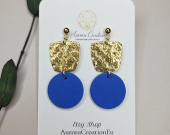 Königsblaue gestapelte Ohrringe, Boho Kobalt Ton Ohrhänger, gewagter Schmuck, blau
