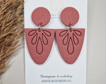 Dusty Rose Geometric Earrings Dangle Statement Boho Earring Dusty Cinnamon  Earrings Rose Wood Earring Bohemian Earrings