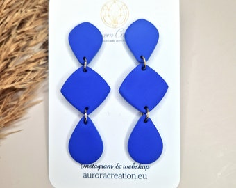 Kobalt Blau Ohrringe, große königsblaue Ohrringe, bold Sommer Ohrhänger