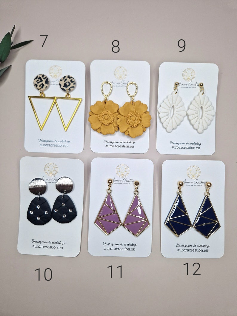 Big Sale Handmade Dangle Earrings Polymer Clay Jewelry Christmas Gift Ideas for Women Holiday Eve Earring Geometric Statement Floral Boho zdjęcie 3