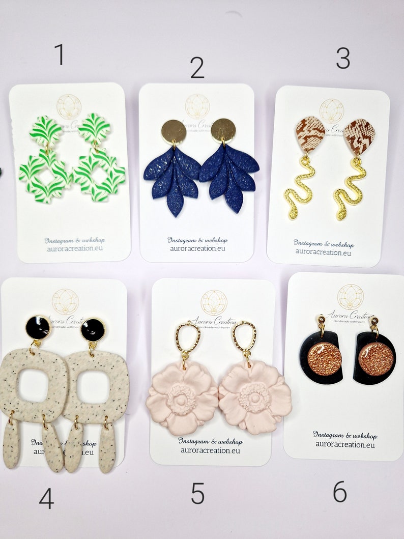 Grote uitverkoop handgemaakte bungelende oorbellen polymeerklei sieraden kerstcadeau-ideeën voor vrouwen vakantieavond oorbel geometrische statement bloemen boho afbeelding 2