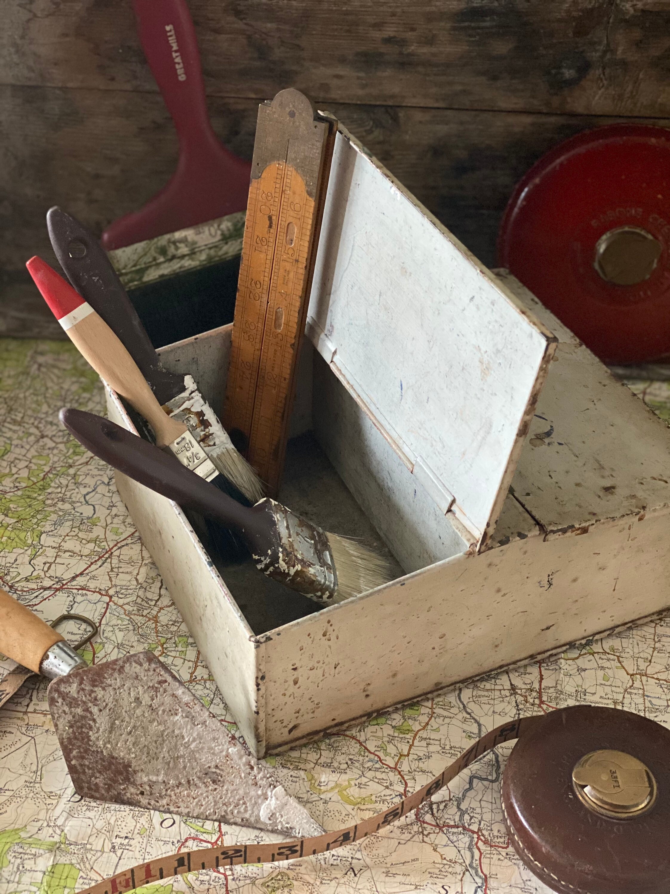 Caja de herramientas de metal vintage / caja de herramientas | Etsy