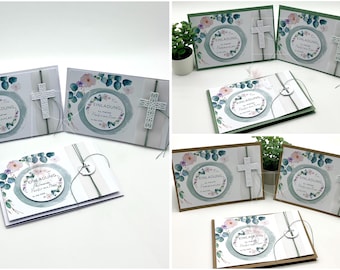 Einladung "Rosa Eukalyptus-Blüten - 1 Ranke grün" (Kommunion/ Konfirmation/ Firmung/ Taufe)