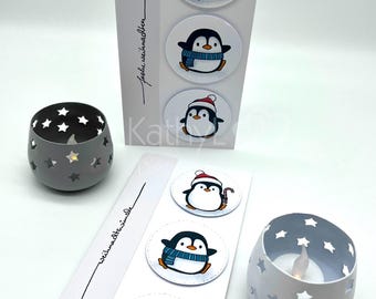 Christmas card "3 penguins in a circle"