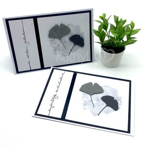 Trauerkarte/ Beileidskarte „Ginkgo-Blätter"