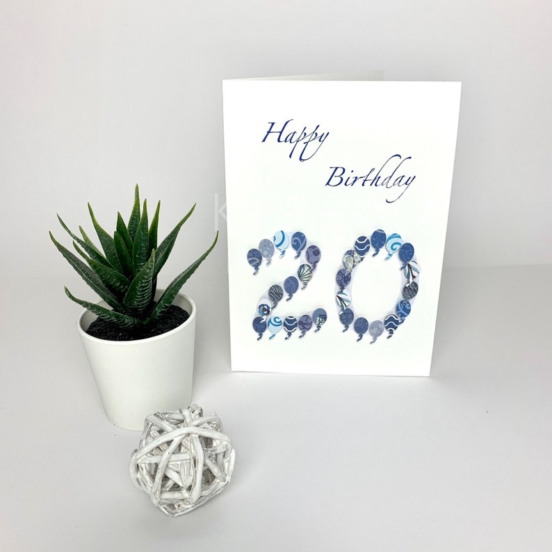Karte 20. Geburtstag Happy Birthday Runder Geburtstag blau rosa türkis - Etsy.de