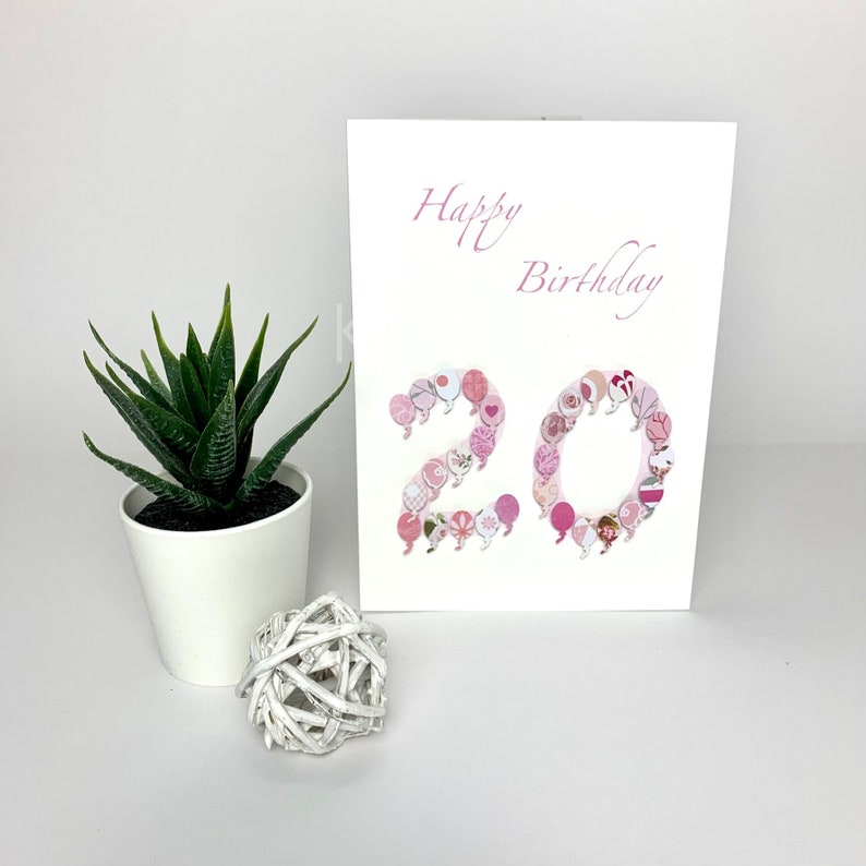Karte 20. Geburtstag Happy Birthday Runder Geburtstag blau rosa türkis - Etsy.de