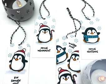 Christmas gift tags "Penguins" as a set of 4