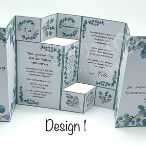 Große Einladungskarte "Eukalyptus-Rahmen B6" (Kommunion/ Konfirmation/ Taufe/ Hochzeit, B6-Format)