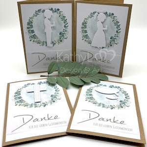 Danksagung "Eukalyptus-Kranz Kraftpapier" (Kommunion/ Konfirmation/ Firmung/ Taufe)