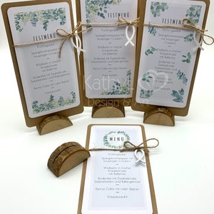 Menükarte "Eukalyptus-Kranz Kraftpapier" (Kommunion/ Konfirmation/ Taufe/ Firmung/ Hochzeit)