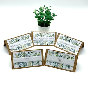 Namenskärtchen "Grüne Blätter Kraftpapier" (Kommunion/ Konfirmation/ Taufe/ Firmung/ Hochzeit)