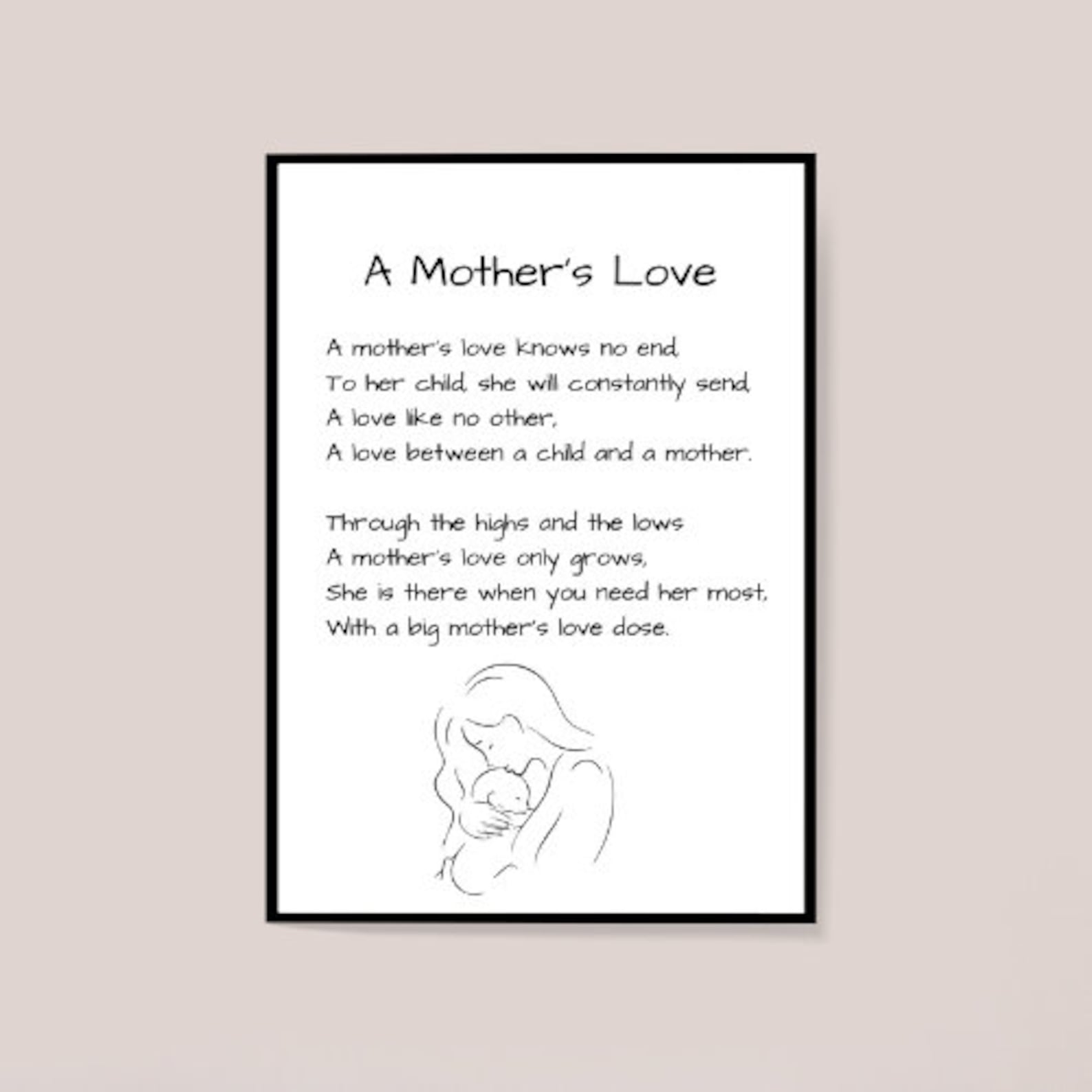 A Mother's Love - A4 Poem Print - Digital Download - Mother's Day Gift ...