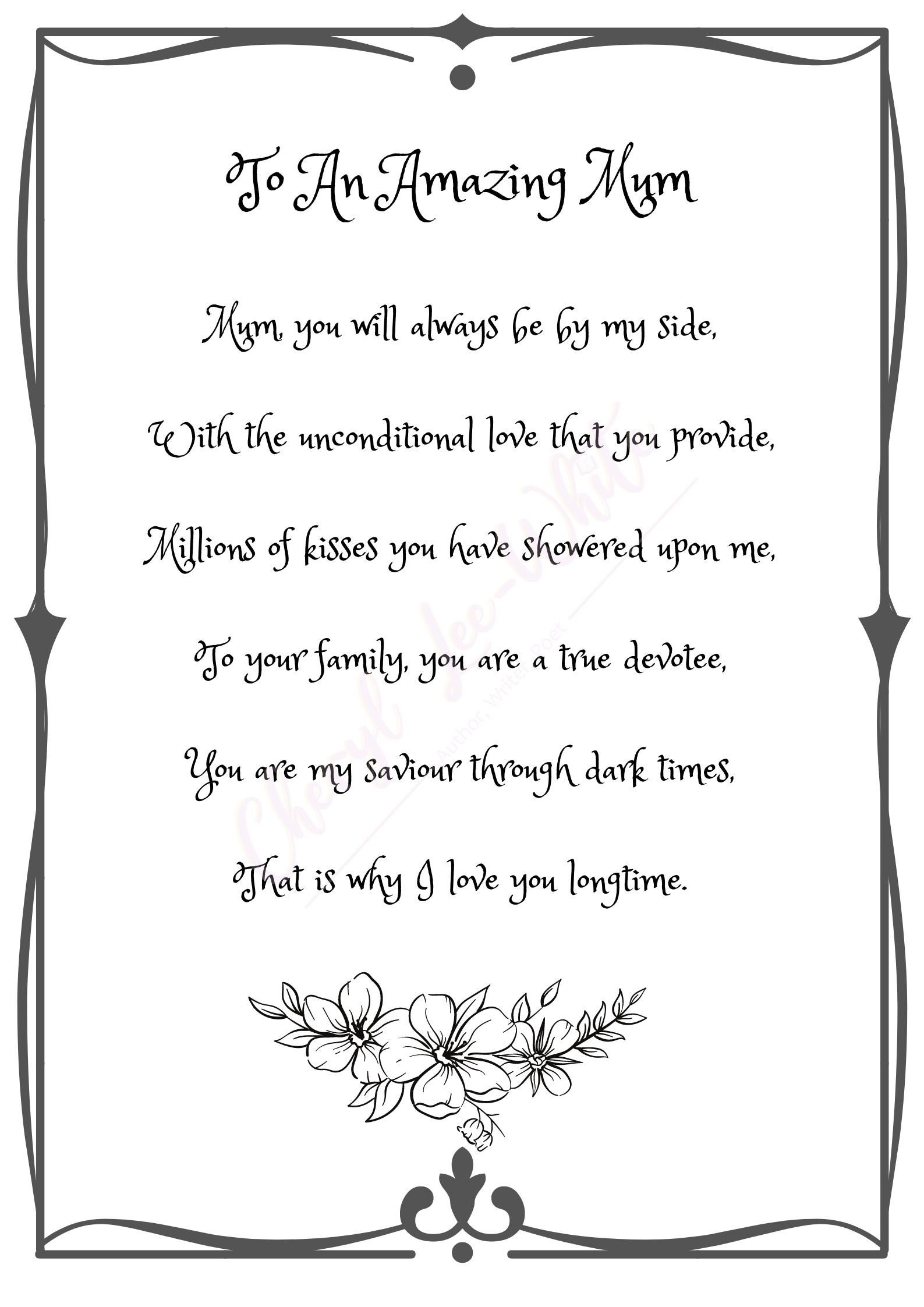 Mum Poem digital download/ A4 mothers day poem / Amazing mum Etsy