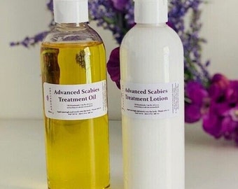 Scabies Mite Treatment Pack: Oil & Lotion 250ml. Natural Aromatherapy, UK Handmade