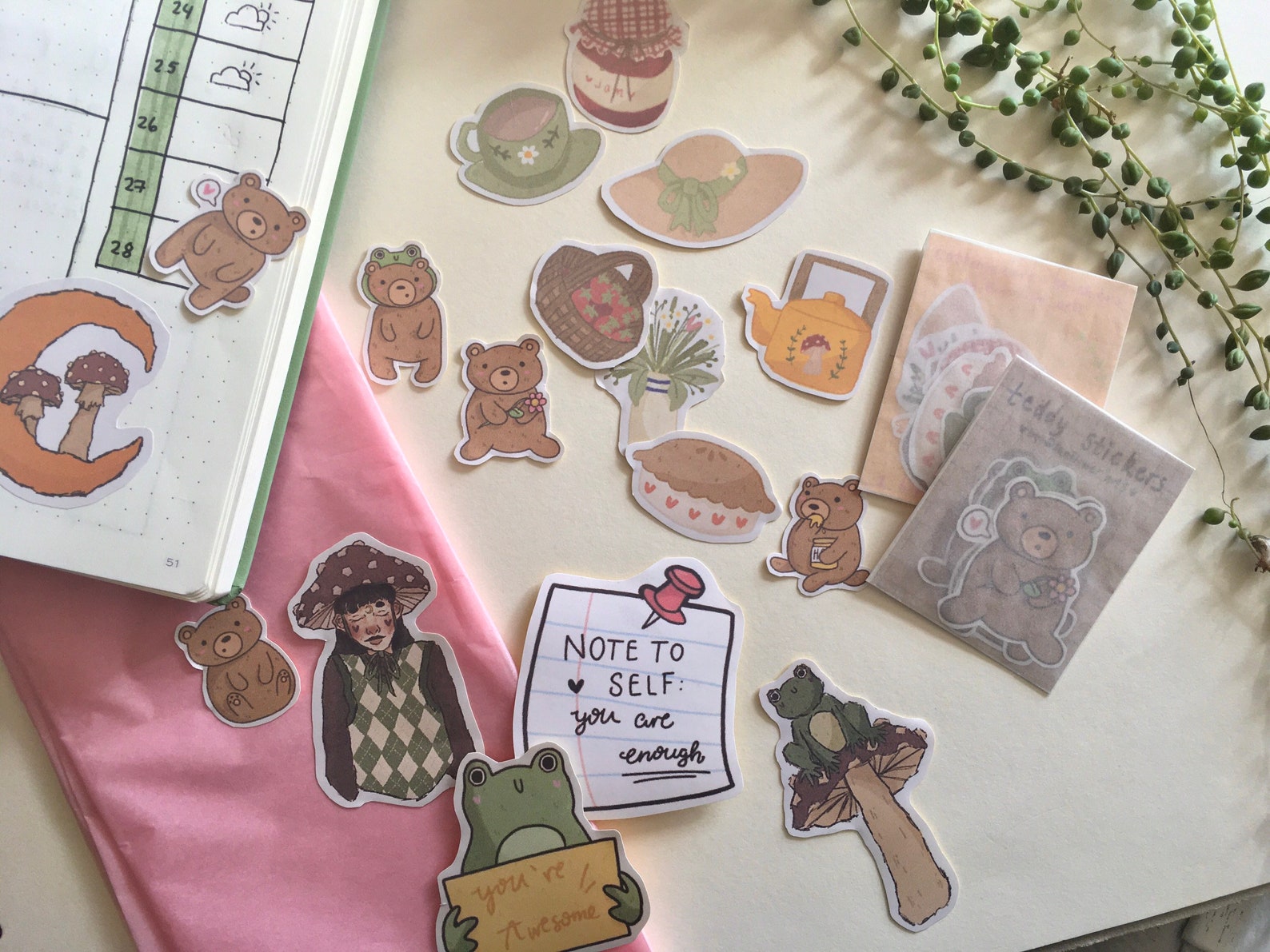 Cottagecore glossy sticker pack. 7 Cute designs high quality Etsy