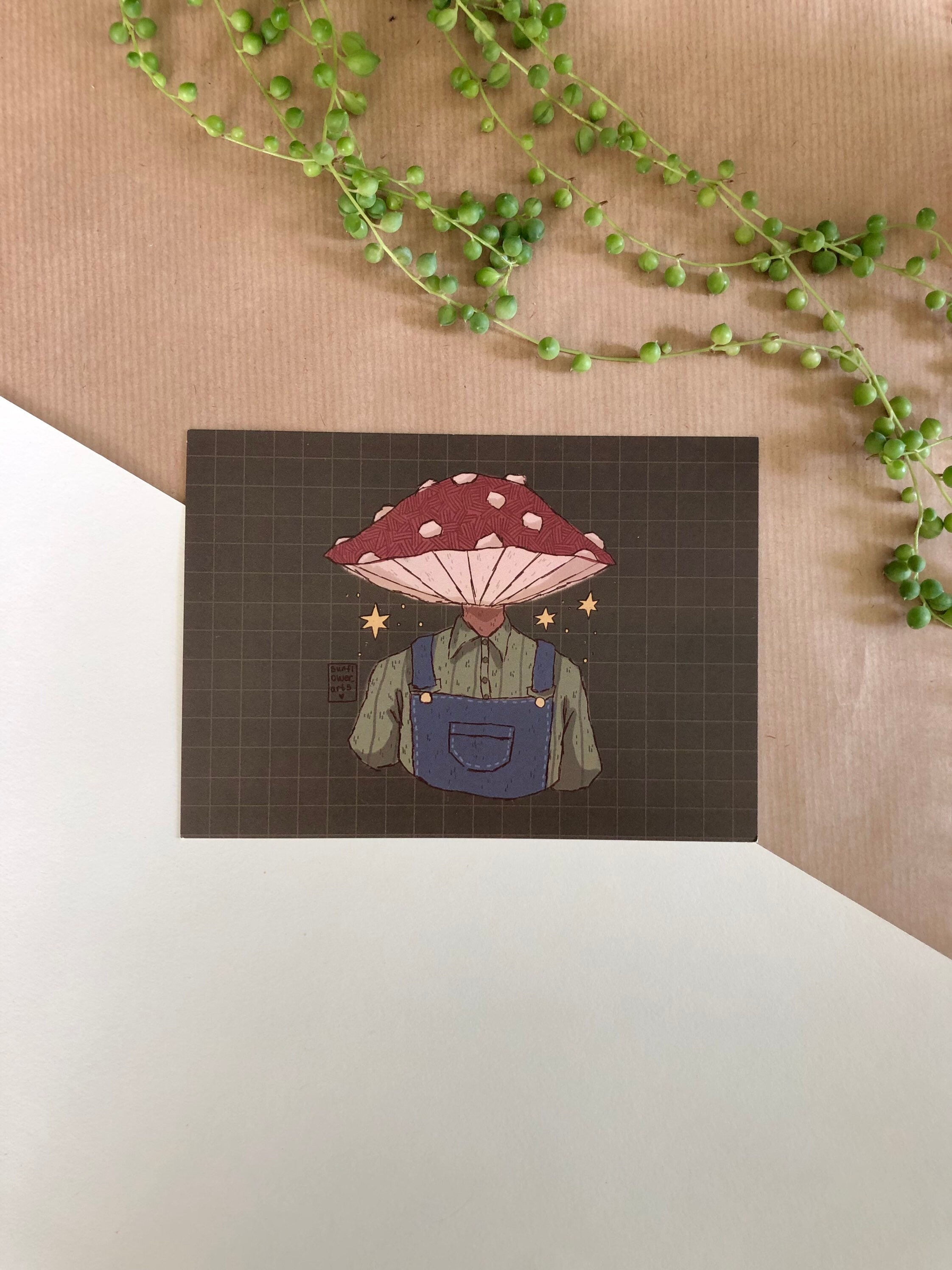 Mushroomhead Christmas 2022 Cute Goblincore Mushroom Head Person A6 Art Print Such A | Etsy