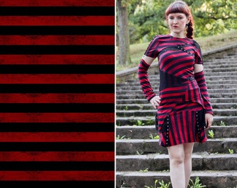 Streifen Jersey "Stripes" Stoff schwarz rot gestreift je 50 cm