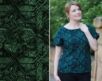 Jersey "Tuonela" fabric runes knots celtic green each 50 cm