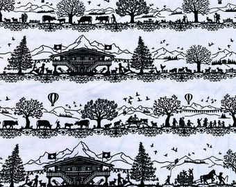 Jersey Swiss paper cut fabric "Balloons" white each 50 cm