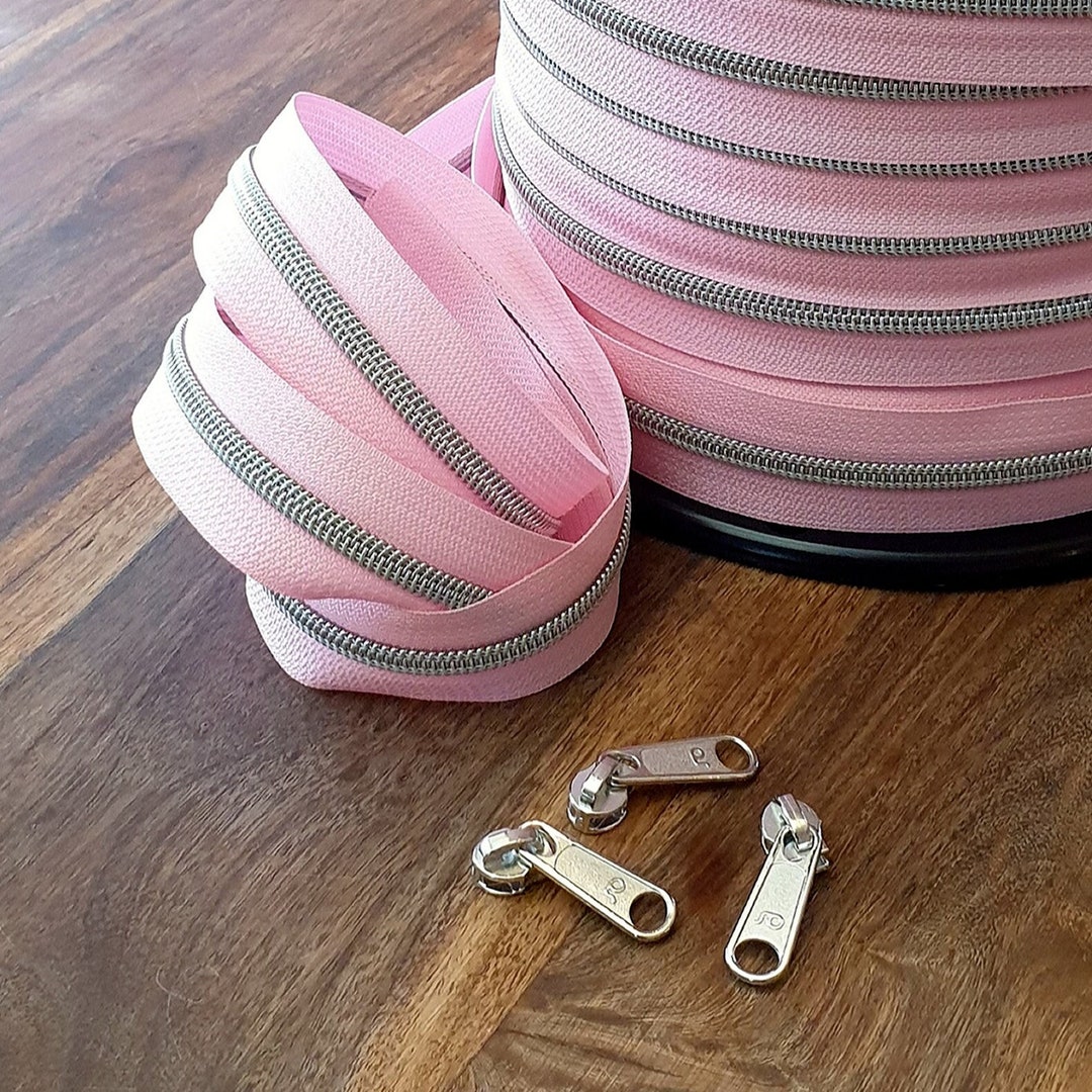 Endless Zipper 1 M Pink With Silver 6.5 Mm Wide metallized Etsy UK