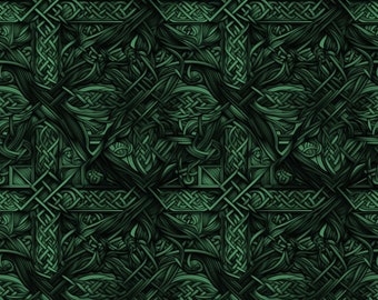 Jersey "Tuonela" fabric runes knots celtic green each 50 cm