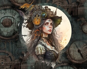 Steampunk Panel "Century Child" French Terry 120 x 160 cm