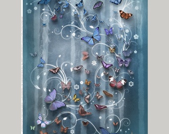 Fabric Panel Jersey "Waterfalls" blue 200 x 150 cm by Nautistore