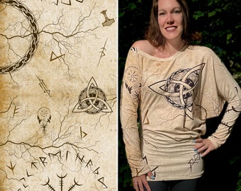 Fabric "Spirit of the North" Runes Jersey light large motifs each 50 cm