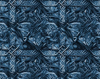 Jersey "Tuonela" fabric runes knots celtic blue silver each 50 cm