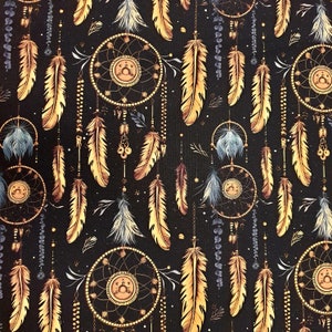 Jersey Dreamcatcher fabric with dream catcher black gold 50 cm each image 2
