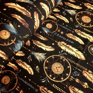 Jersey Dreamcatcher fabric with dream catcher black gold 50 cm each image 6