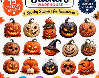 Halloween Pumpkin Sticker Collage A5 or A4 size sheets