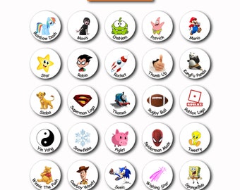 40 Custom Name Stickers Round Personalised Name with Image Labels Tags School Kids Waterproof C04